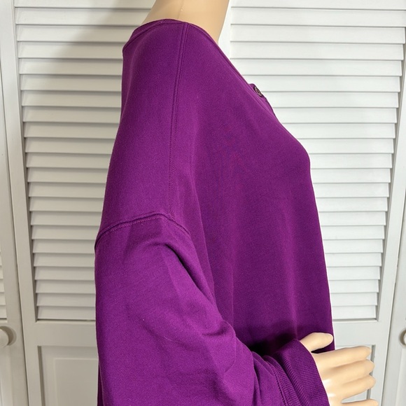 NWT Athleta Oversized Long Sleeve Balance Henley Sweatshirt in Exotic Fuchsia 3X - Picture 7 of 13